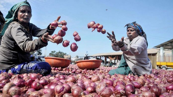 Women sort onions in Chikmagalur, Karnataka | PTI