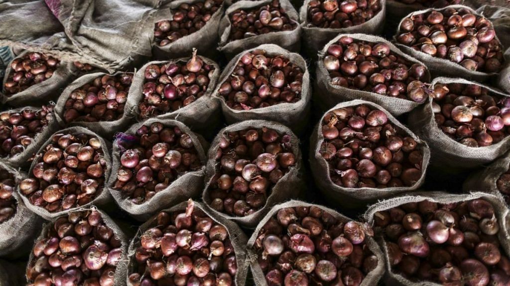 Gunny bags of onions | Dhiraj Singh/Bloomberg