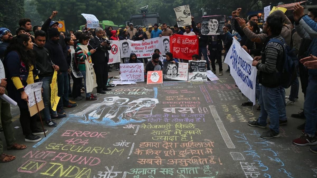 People protesting against the newly-passed Citizenship Amendment Act in New Delhi | Photo: Suraj Singh Bisht | ThePrint