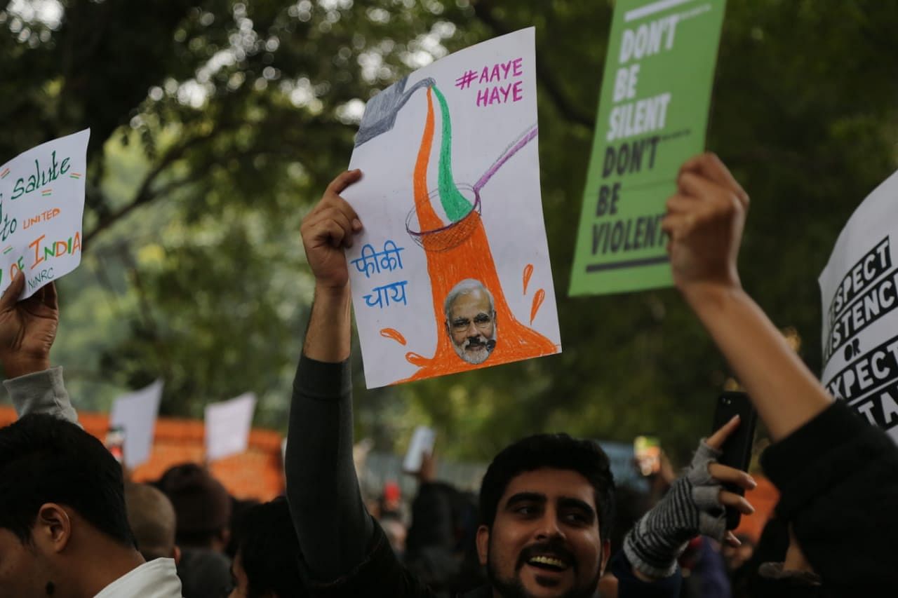 Anti-CAA protesters at Jantar Mantar in New Delhi 