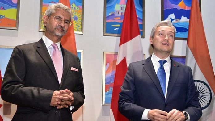 External Affairs Minister S. Jaishankar after his meeting with Canadian counterpart François-Philippe Champagne in Ottawa Thursday. | Photo: @DrSJaishankar/Twitter