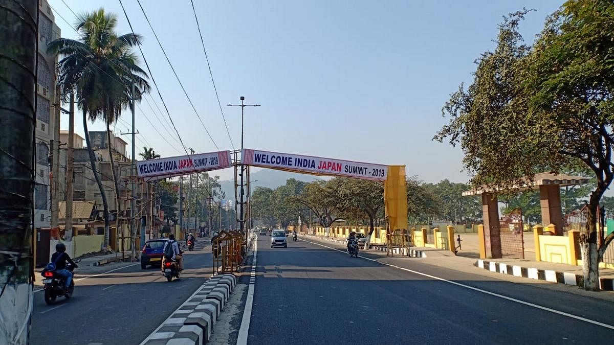 Hoardings welcoming guests to the India-Japan summit. | Photo: Snehesh Alex Philip | ThePrint