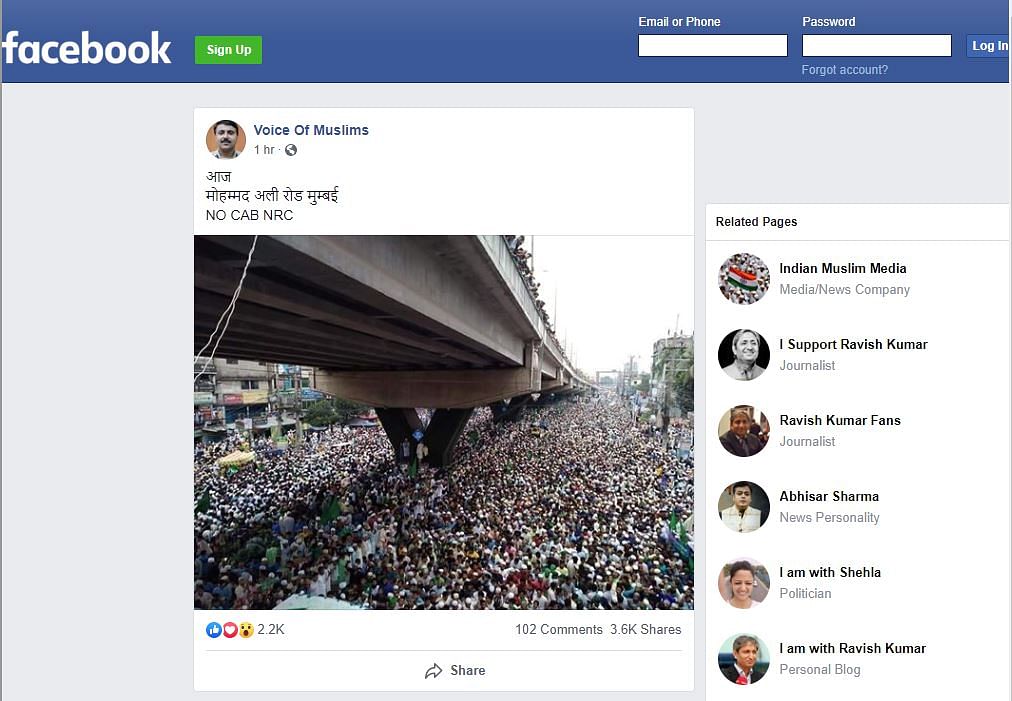 A Facebook post showing a photo of the alleged gathering. | By special arrangement