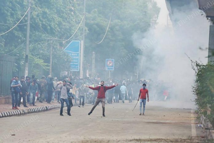 A file photo of clashes between Jamia Millia Islamia students and Delhi Police. | Photo: Suraj Singh Bisht/ThePrint