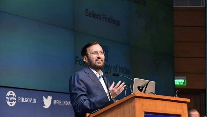 Union Environment Minister Prakash Javadekar speaks at the event Monday