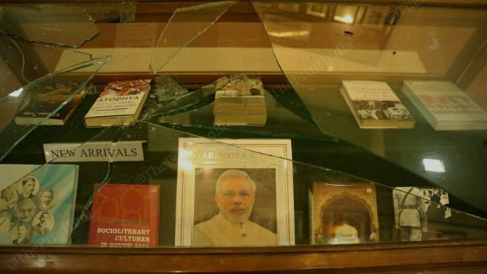 A broken display at the Jamia Millia University new library | Photo: Manisha Mondal | ThePrint