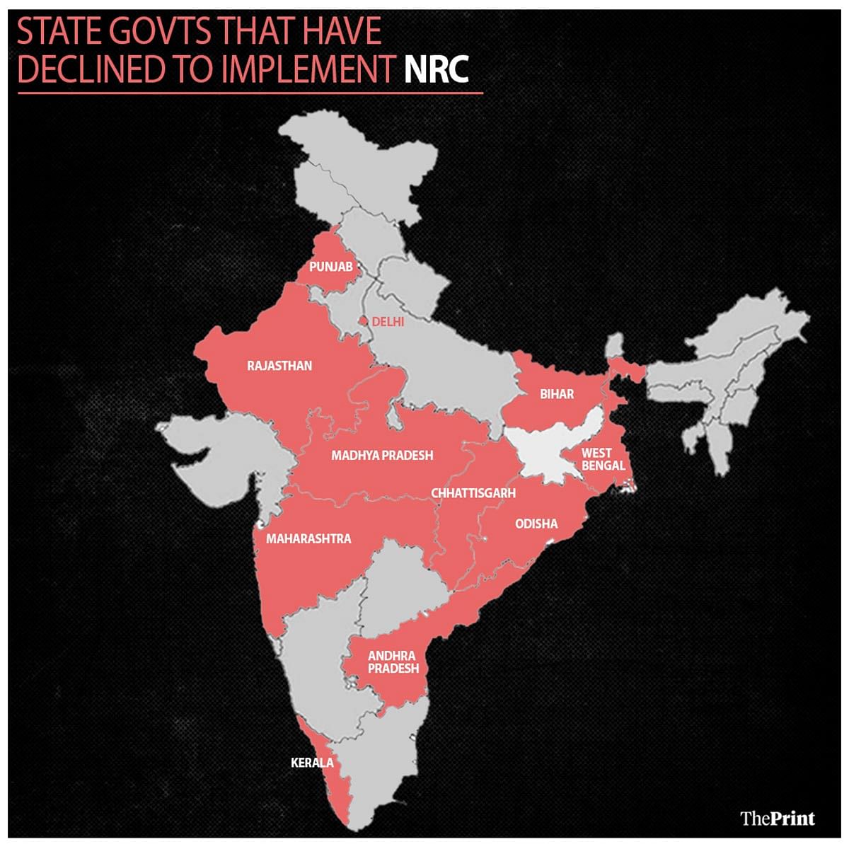 State govts that have declined to implement NRC | Infographic: ThePrint