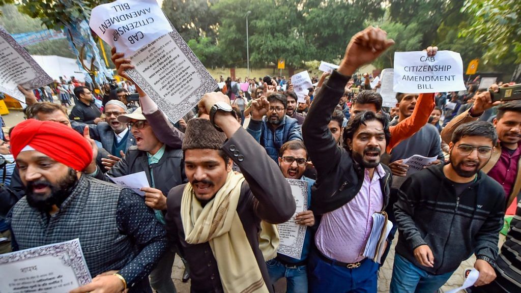 People from various organisations stage a protest against Citizenship Amendment Bill (CAB) at Jantar Mantar, in New Delhi | PTI