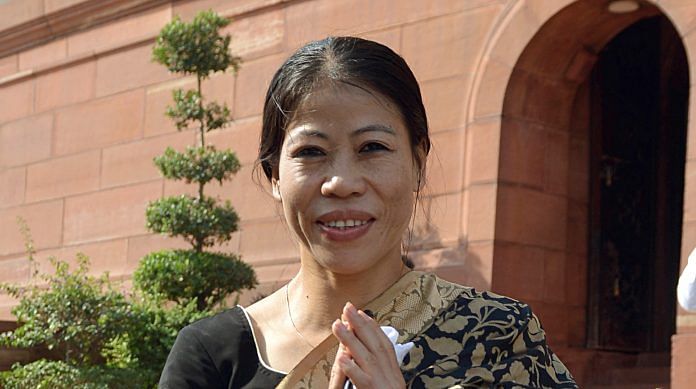 File photo of Mary Kom outisde the Parliament in New Delhi