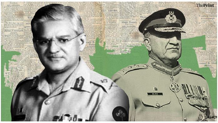 General Sarfraz Sattar (left) and Pakistan Army chief Gen Qamar Javed Bajwa | ThePrint