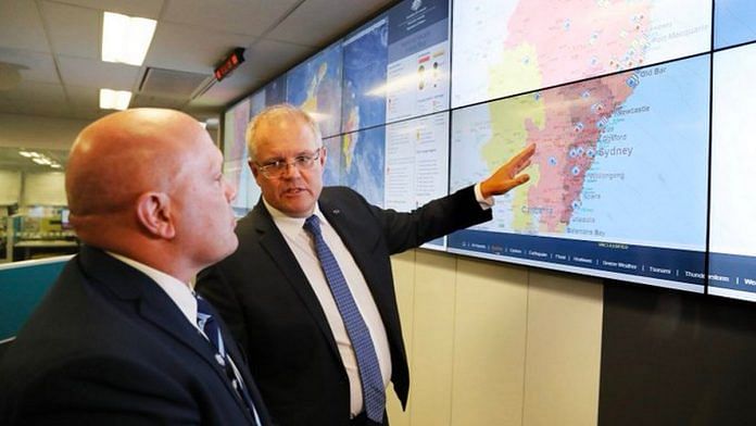Australian PM at Crisis Management centre to address bushfire crisis