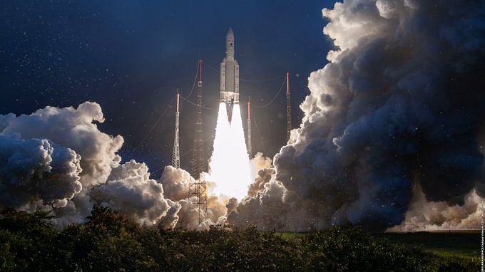 India's communication satellite #GSAT30 was successfully launched into a Geosynchronous Transfer Orbit by Ariane 5 | @isro