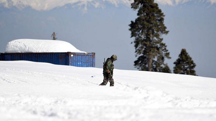 Representational image of an Army officer in Gulmarg