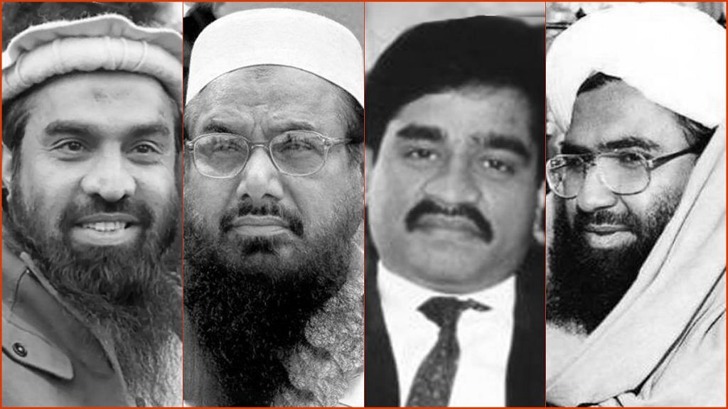 (From left) Zakiur Rehman Lakhvi, Hafiz Saeed, Dawood Ibrahim and Masood Azhar | Image: ThePrint.in