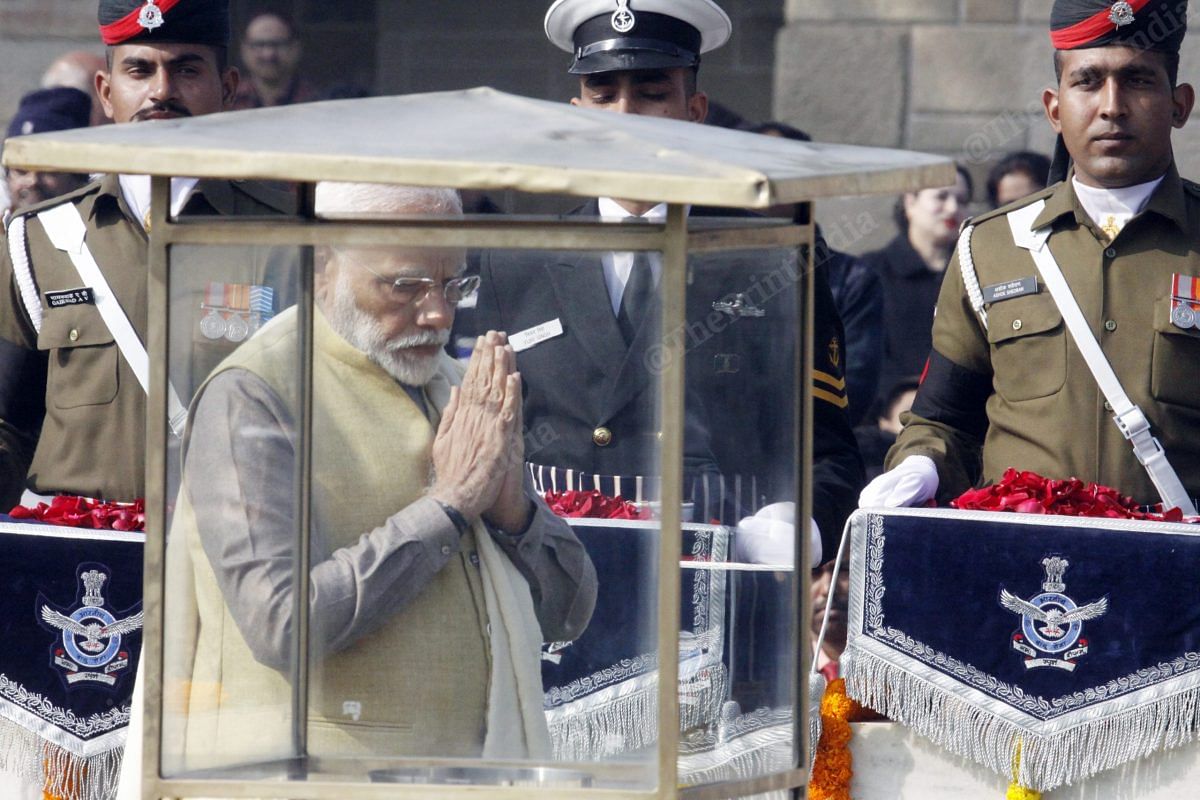 Modi pays homage to Mahatma Gandhi | Photo: Praveen Jain | ThePrint