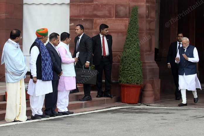PM Narendra Modi entering the Parliament house | Photo: Praveen Jain | ThePrint