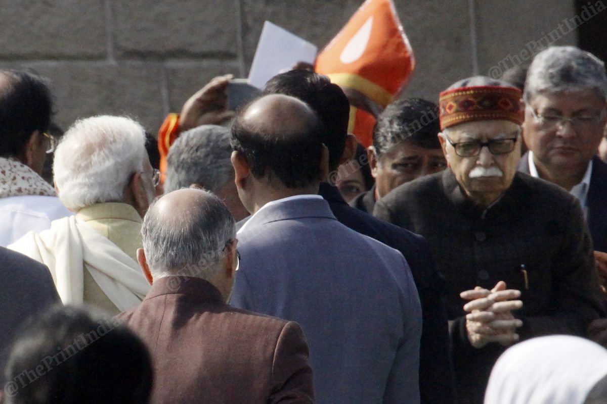 Veteran BJP leader L.K. Advani greets PM Modi | Photo: Praveen Jain | ThePrint