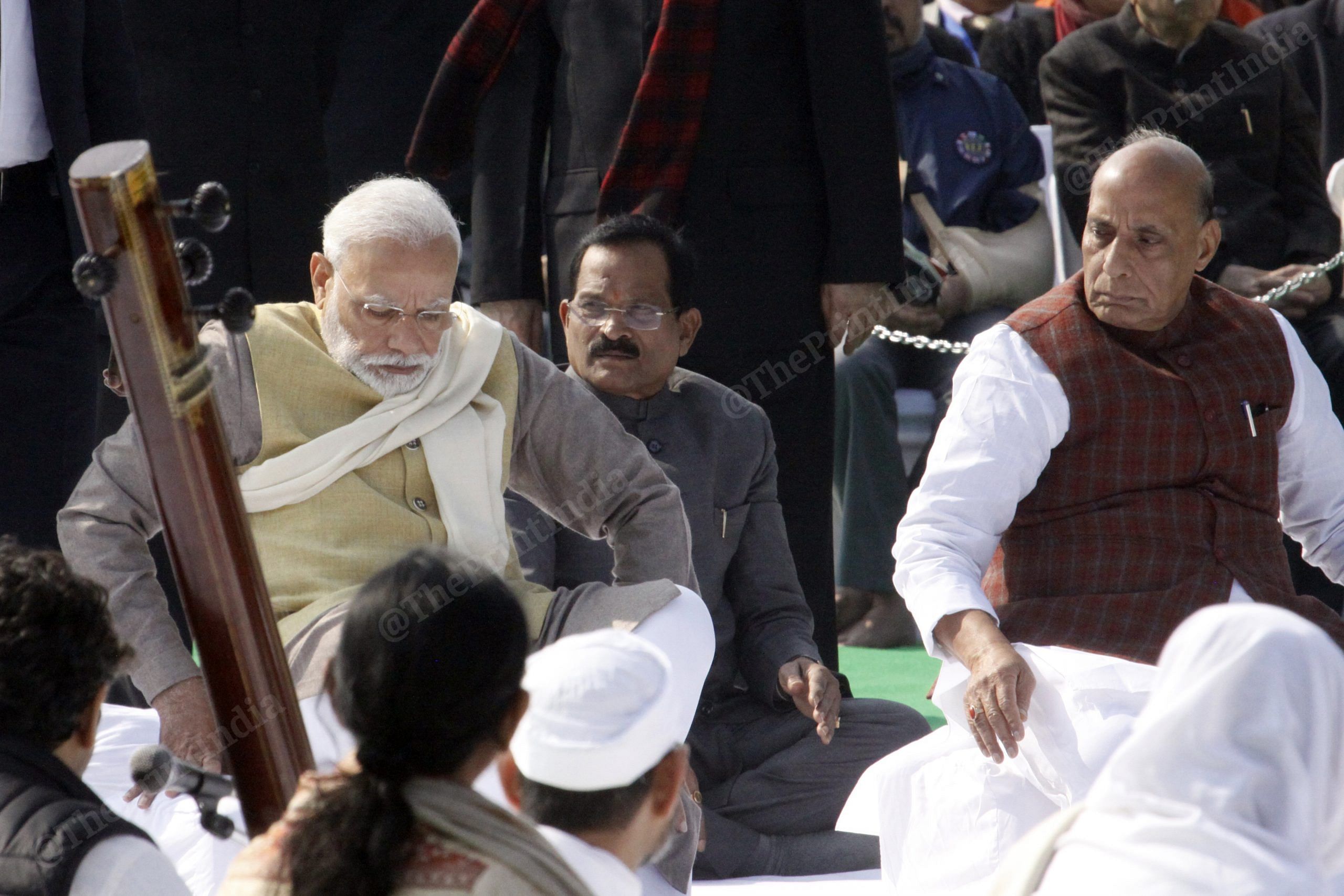 PM Modi and Defence Minister Rajnath Singh at Rajghat | Photo: Praveen Jain | ThePrint 
