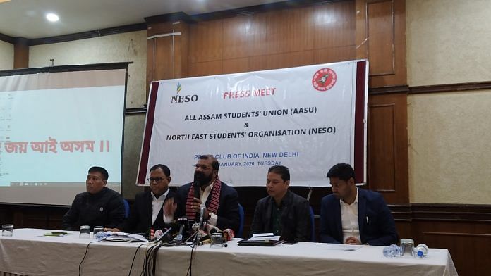 AASU and NESO press conference held in New Delhi on 7 January | Photo: Bismee Taskin | ThePrint