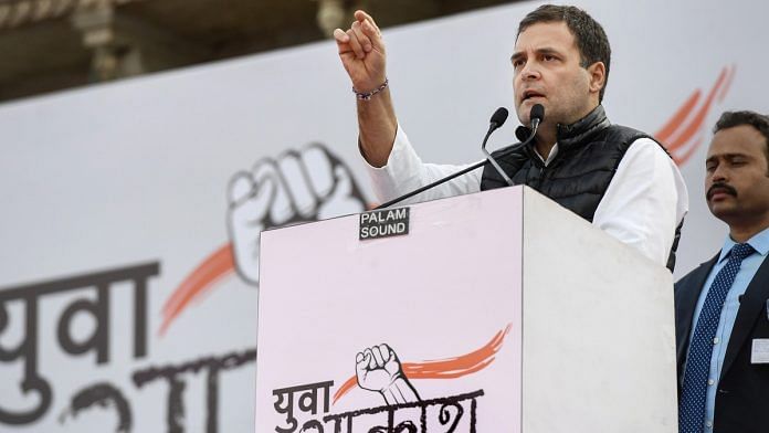 Congress leader Rahul Gandhi addresses the 'Yuva Akrosh Rally' at Jaipur | PTI