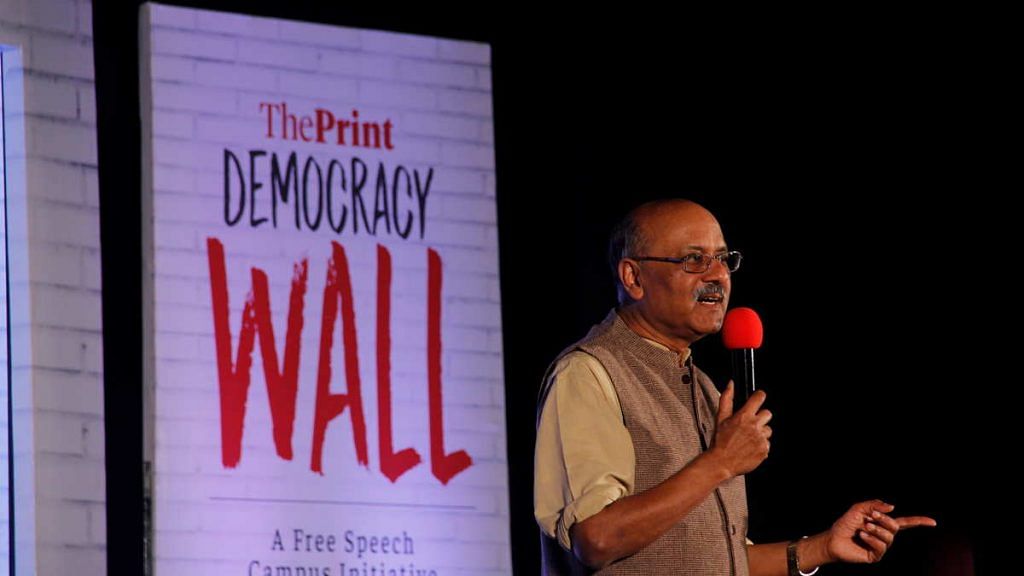 Shekhar Gupta, Editor-in-Chief, ThePrint, at the Democracy Wall in Pune Tuesday
