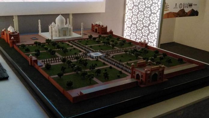 A 3D printed model of Taj Mahal at the exhibition in Delhi