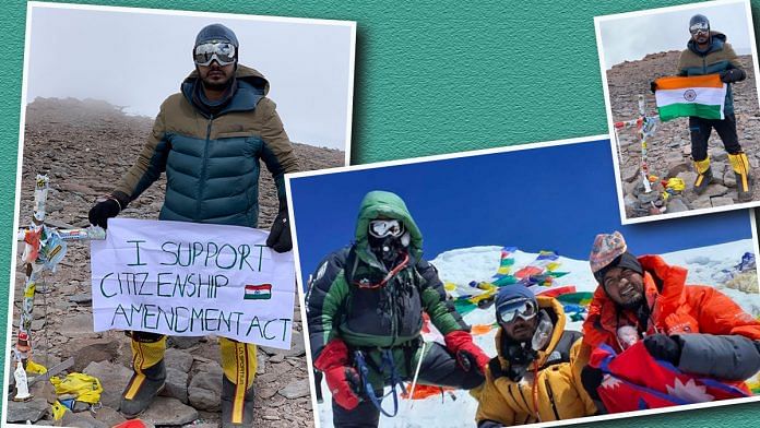 Mountaineer and RSS functionary Vipin Chaudhary at Mount Everest and Mount Aconcagua | By special arrangement