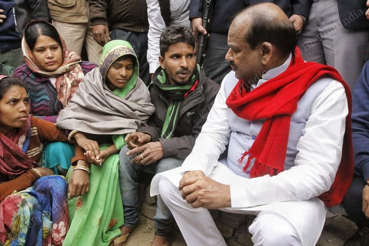 Lok Sabha Speaker and MP from Kota Om Birla visited families of people whose children died in JK Lon Hospital | Photo: Praveen Jain | ThePrint