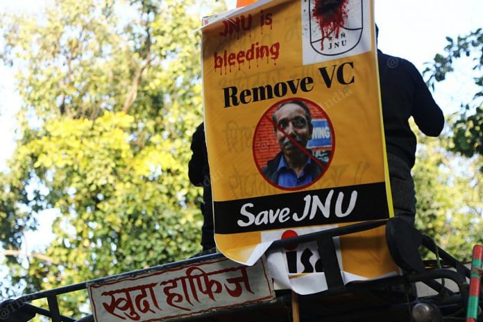 A poster at the JNU protest held in New Delhi | Manisha Mondal | ThePrint