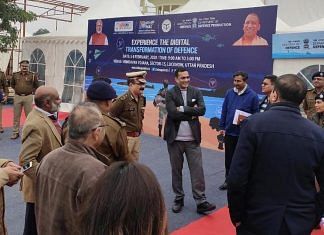 Police officials checking preparation for the Defence Expo at the venue in Lucknow | By special arrangement