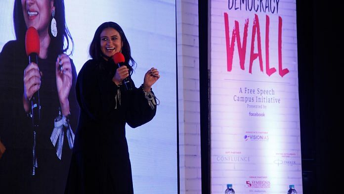 Actor Rasika Dugal at ThePrint's Democracy Wall | Photography team of SCMC, Pune