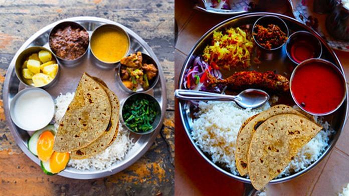 The Economic Survey uses the affordability of vegetarian and non-vegetarian thalis as a measure of the Modi government's inflation control | Image: ThePrint Team
