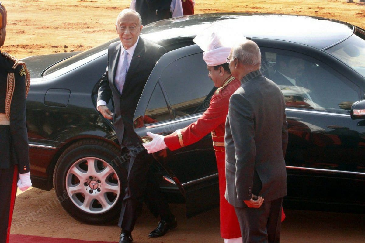 Portuguese President Marcelo Rebelo de Sousa received ceremonial welcome at Rashtrapati Bhavan | Photo: Praveen Jain | ThePrint 