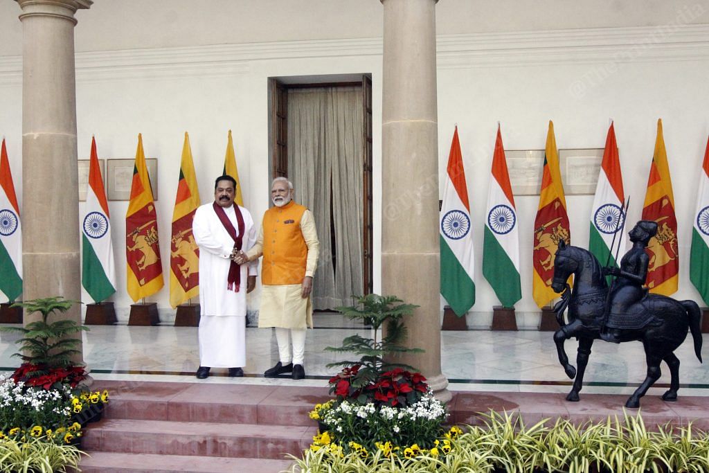 Mahinda Rajapaksa with Narendra Modi at Hyderabad House | Photo: Praveen Jain | ThePrint