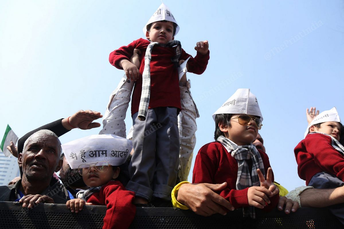 Toddlers dressed as Arvind Kejriwal | Photo: Manisha Mondal | ThePrint