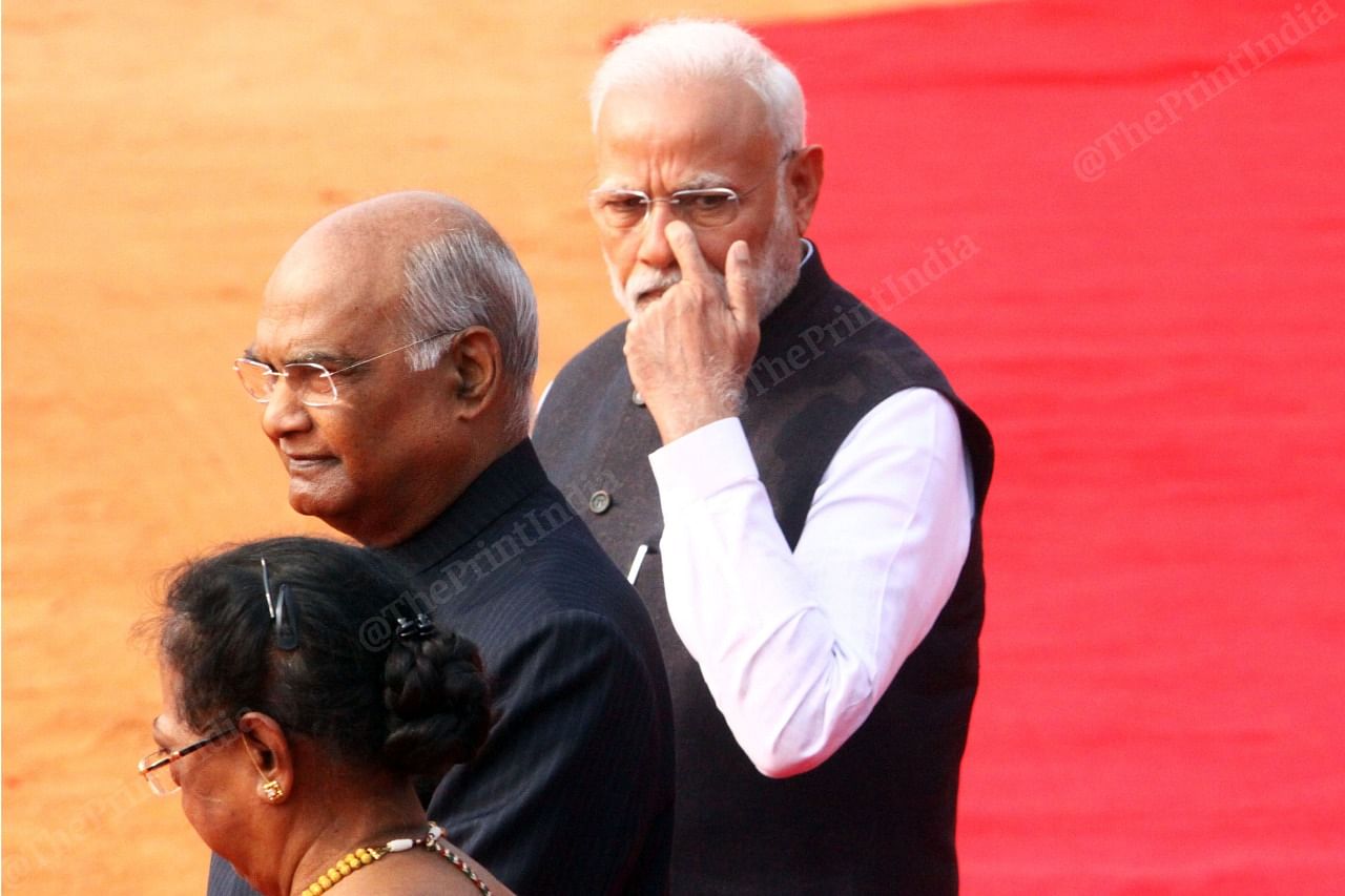 PM Modi and President Ram Nath Kovind await the arrival of President Trump | Praveen Jain | ThePrint