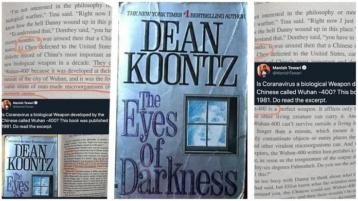 The novel The Eye of Darkness mentions a disease called Wuhan-400 | Photo: Twitter @ManishTewari
