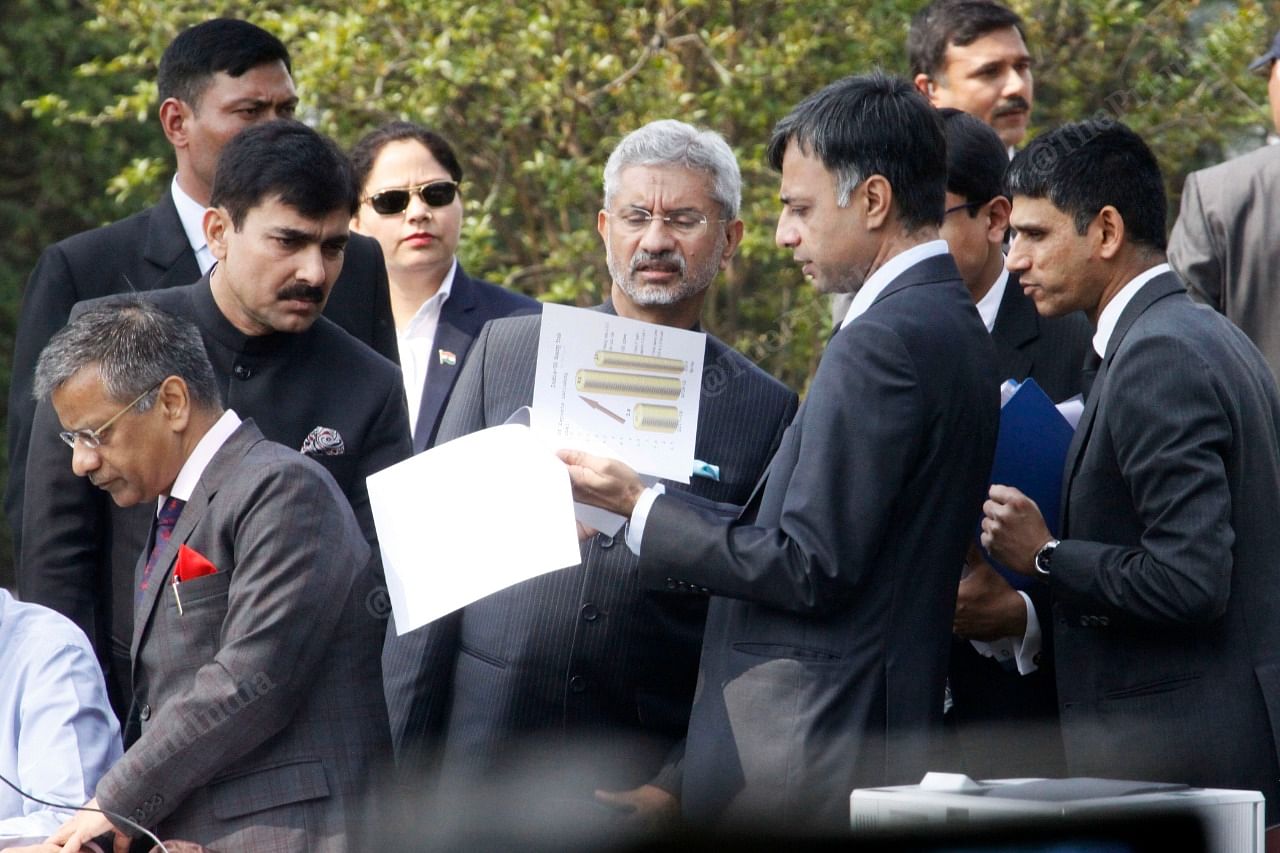 The MEA team, headed by S. Jaishankar moments before PM Modi's addressed the media | Praveen Jain | ThePrint