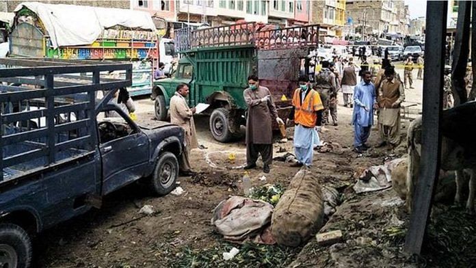 A bomb blast in Hazarganji market in Balochistan’s Quetta | Twitter