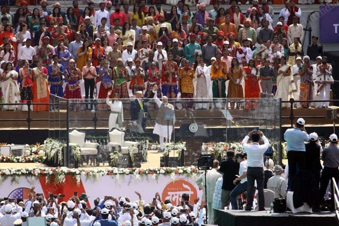 US President Donald Trump in address at the Motera stadium said that America loves India | Photo: Praveen Jain | ThePrint