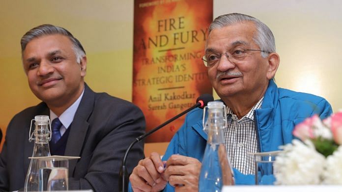 Anil Kakodkar (right) during the discussion on his book, Fire and Fury: Transforming India’s Strategic Identity, in New Delhi Thursday | Twitter: @fisd19