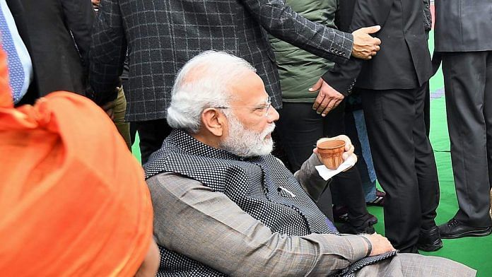 PM Narendra Modi at the Hunar Haat in Delhi on 19 February