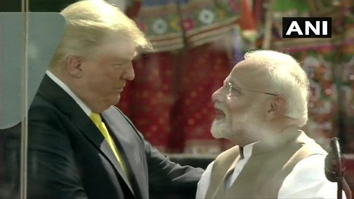 US President Donald Trump and Prime Minister Narendra Modi at the 'Namaste Trump' event at Motera stadium in Ahmedabad on 24 February 2020 | ANI | Twitter