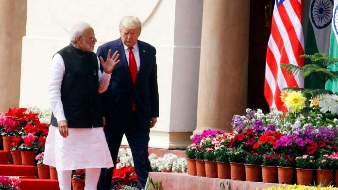 PM Narendra Modi with US President Donald Trump at Hyderabad House on 25 February 2020. Trump was on a two-day visit to India, his first ever to the country | Photo: Praveen Jain | ThePrint