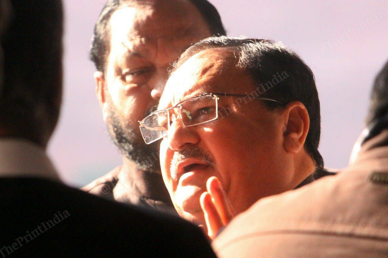 BJP president JP Nadda at the party meet in New Delhi 