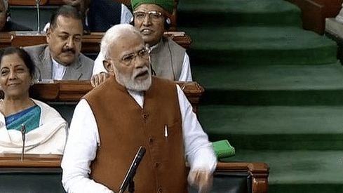 PM Narendra Modi speaking at the Lok Sabha on 6 February