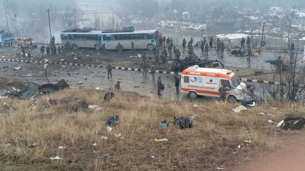File photo of 14 February 2019 Pulwama attack that killed 40 CRPF personnel