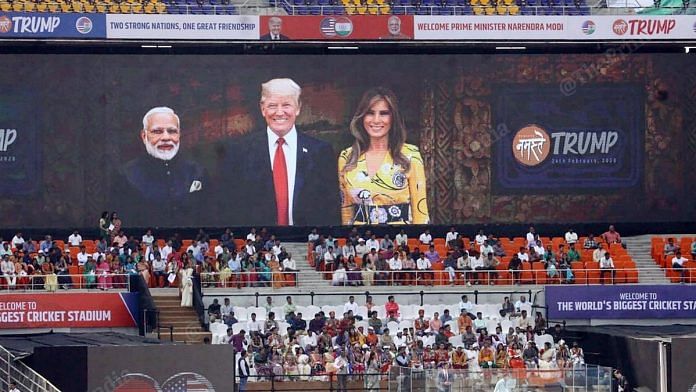 At the Sardar Vallabhai Patel stadium In Ahmedabad ahead of Trump's visit | Photo: Praveen Jain | ThePrint