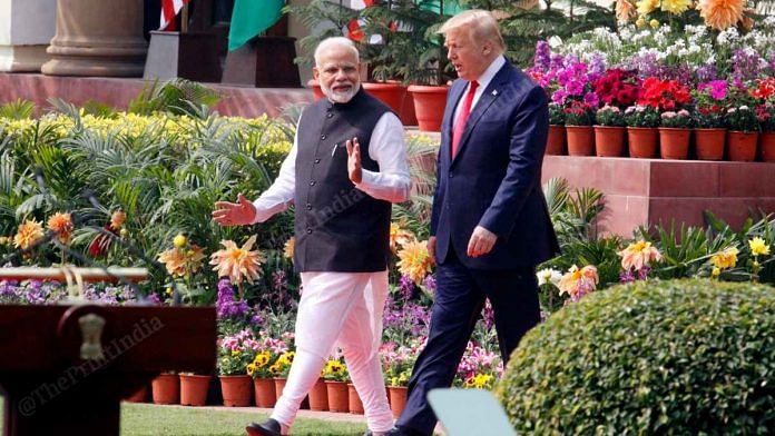 PM Modi and US President Trump at Hyderabad House Tuesday