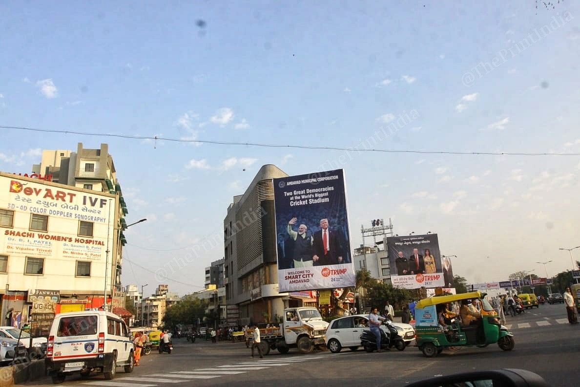 Hoardings put up ahead of US President Donald Trump's visit to Ahmedabad 